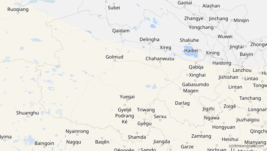 A map of Qinghai, China, showing the path of the 25. Nov 2049 Totale Sonnenfinsternis