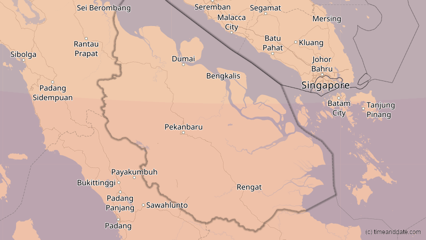 A map of Riau, Indonesien, showing the path of the 25. Nov 2049 Totale Sonnenfinsternis