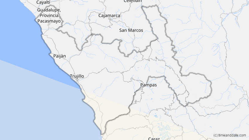 A map of La Libertad, Peru, showing the path of the 20. Mai 2050 Totale Sonnenfinsternis