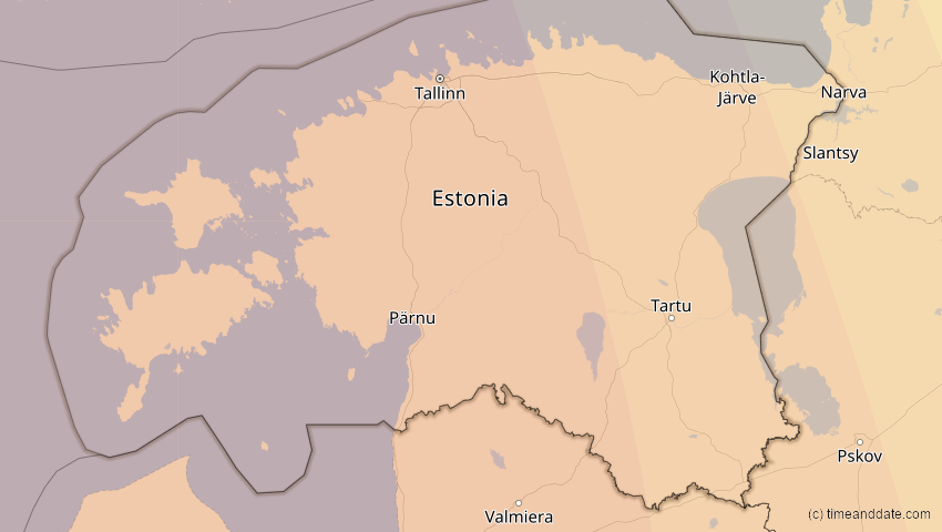 A map of Estland, showing the path of the 14. Nov 2050 Partielle Sonnenfinsternis