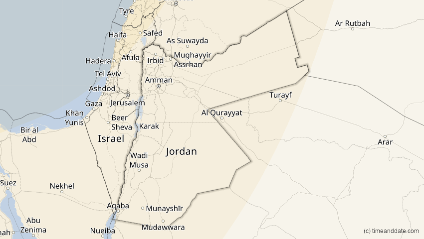 A map of Jordanien, showing the path of the 14. Nov 2050 Partielle Sonnenfinsternis