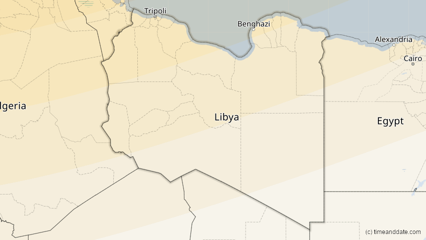 A map of Libyen, showing the path of the 14. Nov 2050 Partielle Sonnenfinsternis