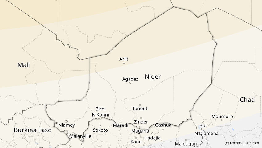 A map of Niger, showing the path of the 14. Nov 2050 Partielle Sonnenfinsternis