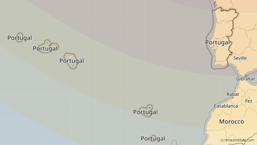A map of Portugal, showing the path of the 14. Nov 2050 Partielle Sonnenfinsternis