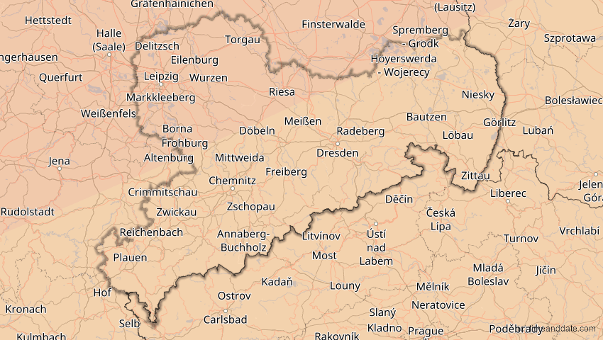 A map of Sachsen, Deutschland, showing the path of the 14. Nov 2050 Partielle Sonnenfinsternis