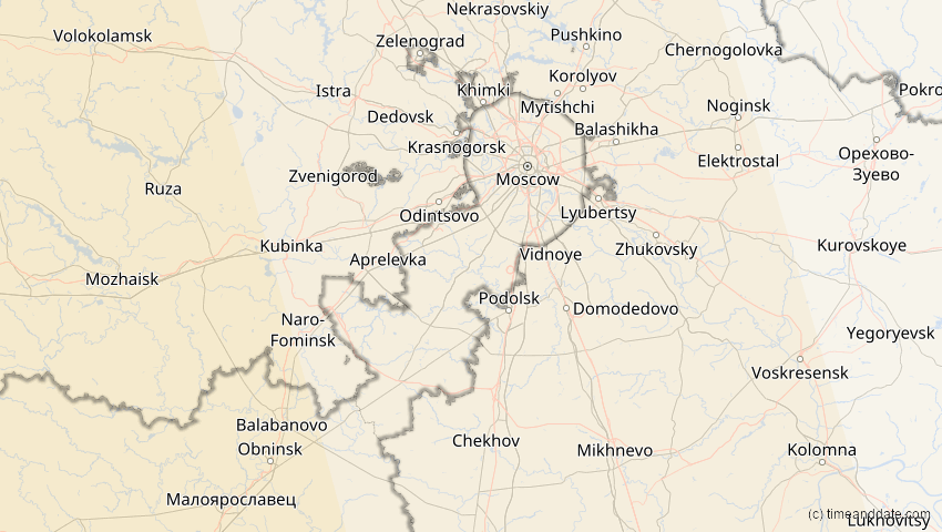 A map of Moskau, Russland, showing the path of the 14. Nov 2050 Partielle Sonnenfinsternis