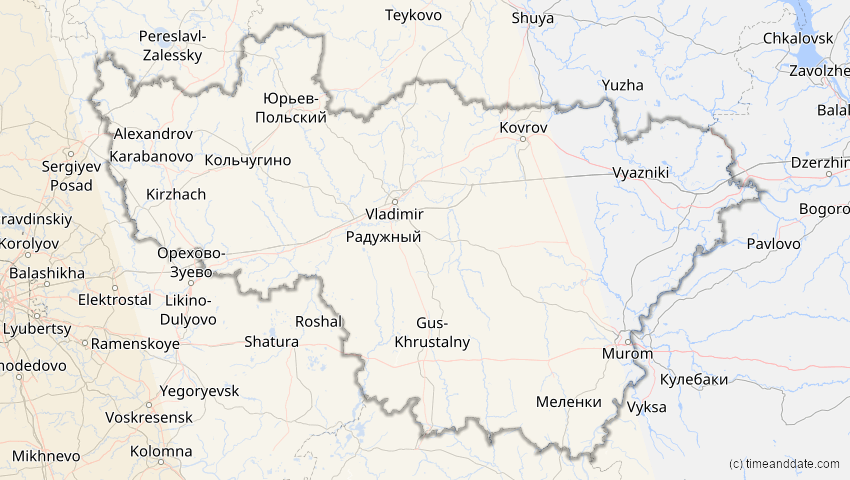 A map of Wladimir, Russland, showing the path of the 14. Nov 2050 Partielle Sonnenfinsternis