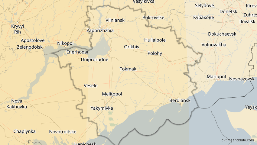 A map of Saporischschja, Ukraine, showing the path of the 14. Nov 2050 Partielle Sonnenfinsternis