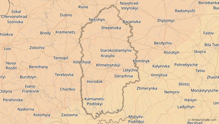 A map of Chmelnyzkyj, Ukraine, showing the path of the 14. Nov 2050 Partielle Sonnenfinsternis