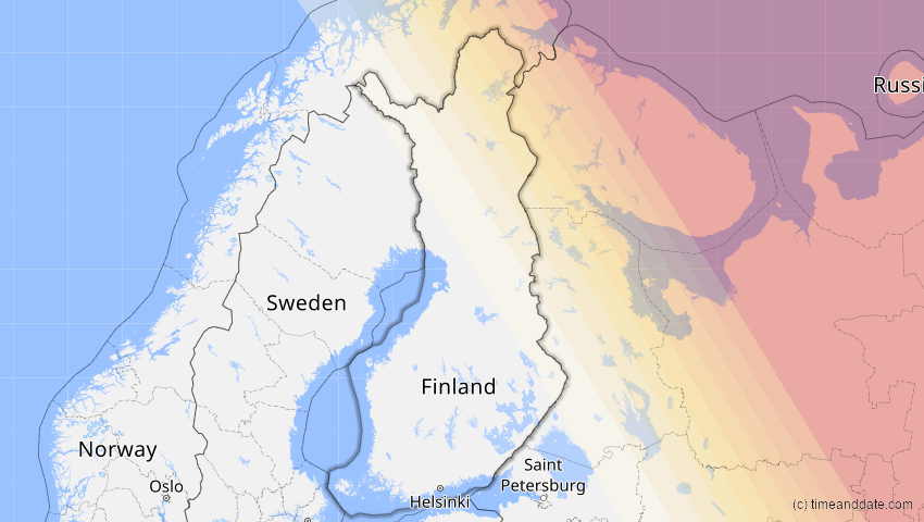 A map of Finnland, showing the path of the 11. Apr 2051 Partielle Sonnenfinsternis