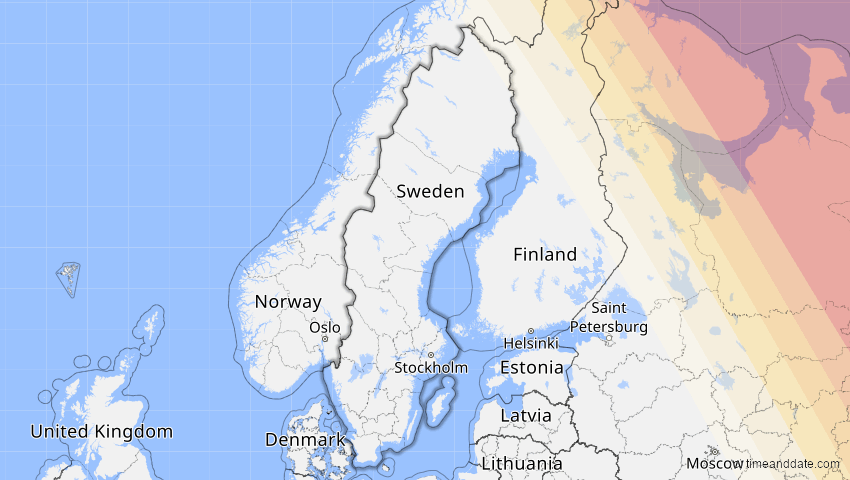 A map of Schweden, showing the path of the 11. Apr 2051 Partielle Sonnenfinsternis