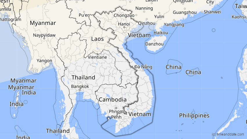 A map of Vietnam, showing the path of the 11. Apr 2051 Partielle Sonnenfinsternis