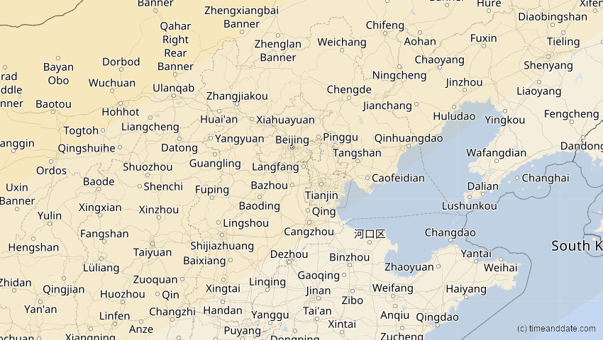 A map of Hebei, China, showing the path of the 11. Apr 2051 Partielle Sonnenfinsternis