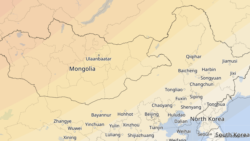 A map of Innere Mongolei, China, showing the path of the 11. Apr 2051 Partielle Sonnenfinsternis