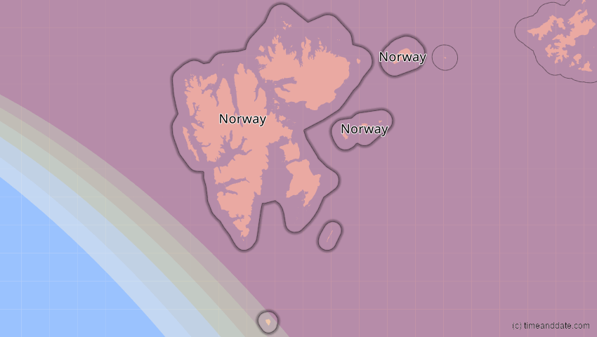 A map of Spitzbergen, Norwegen, showing the path of the 11. Apr 2051 Partielle Sonnenfinsternis