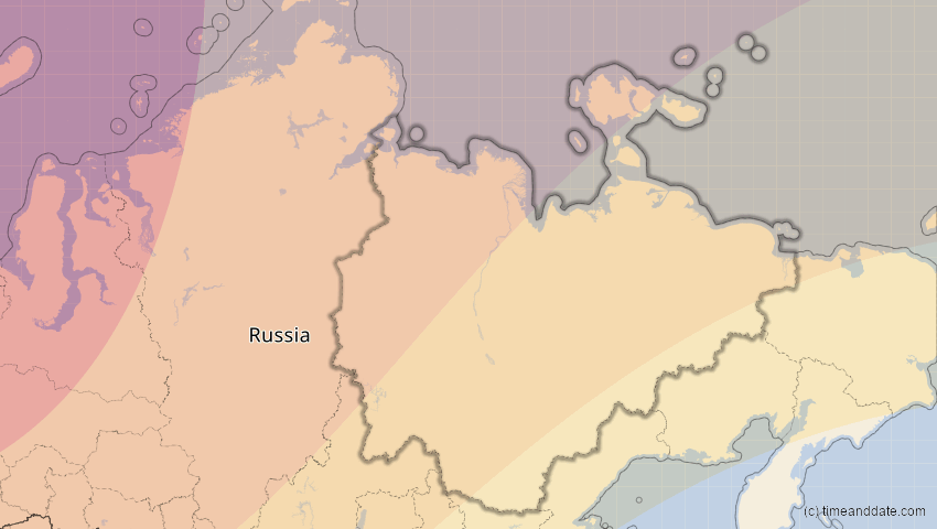 A map of Sacha (Jakutien), Russland, showing the path of the 11. Apr 2051 Partielle Sonnenfinsternis