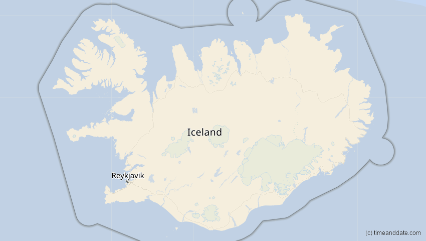 A map of Island, showing the path of the 30. Mär 2052 Totale Sonnenfinsternis