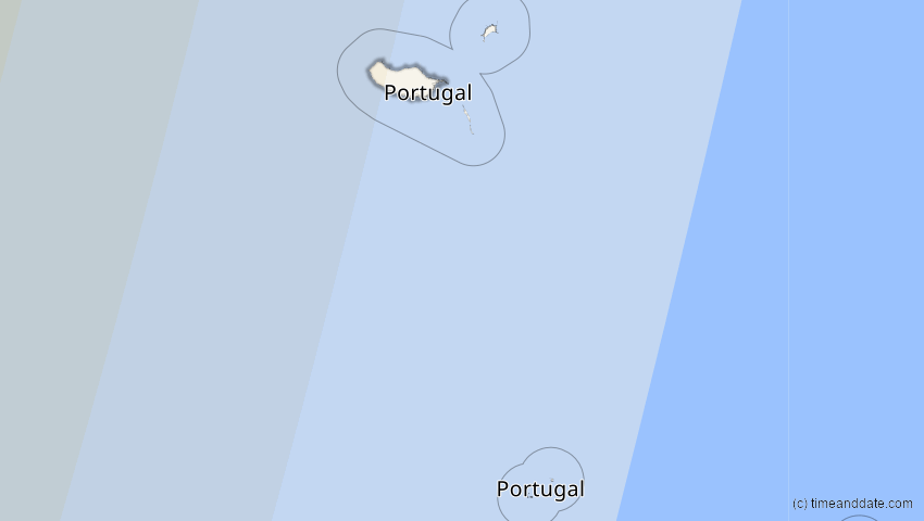A map of Madeira, Portugal, showing the path of the 30. Mär 2052 Totale Sonnenfinsternis