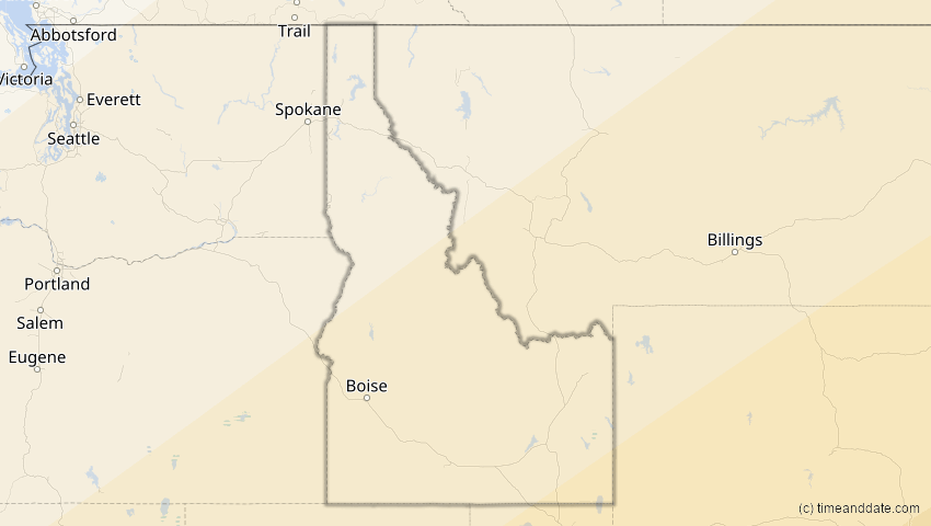 A map of Idaho, USA, showing the path of the 30. Mär 2052 Totale Sonnenfinsternis