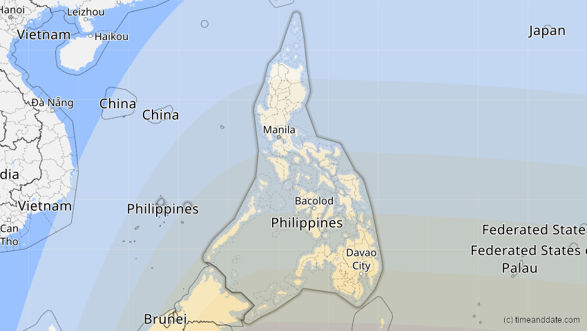 A map of Philippinen, showing the path of the 23. Sep 2052 Ringförmige Sonnenfinsternis
