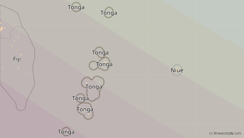 A map of Tonga, showing the path of the 23. Sep 2052 Ringförmige Sonnenfinsternis