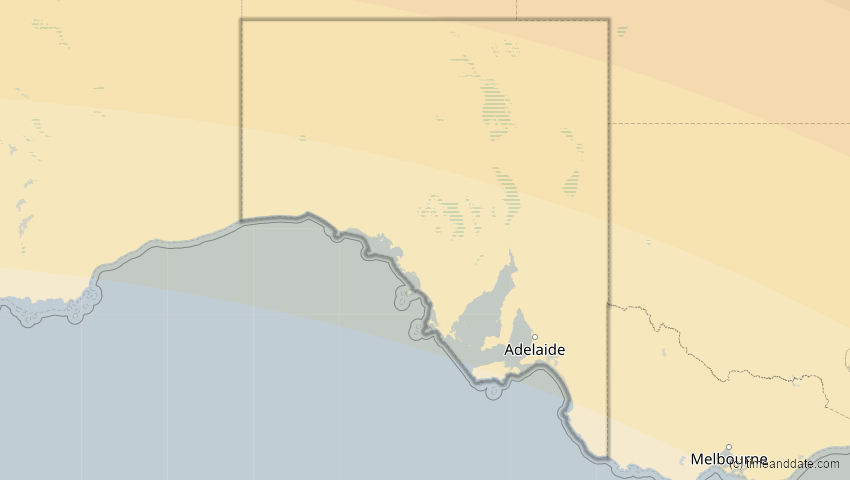 A map of South Australia, Australien, showing the path of the 23. Sep 2052 Ringförmige Sonnenfinsternis