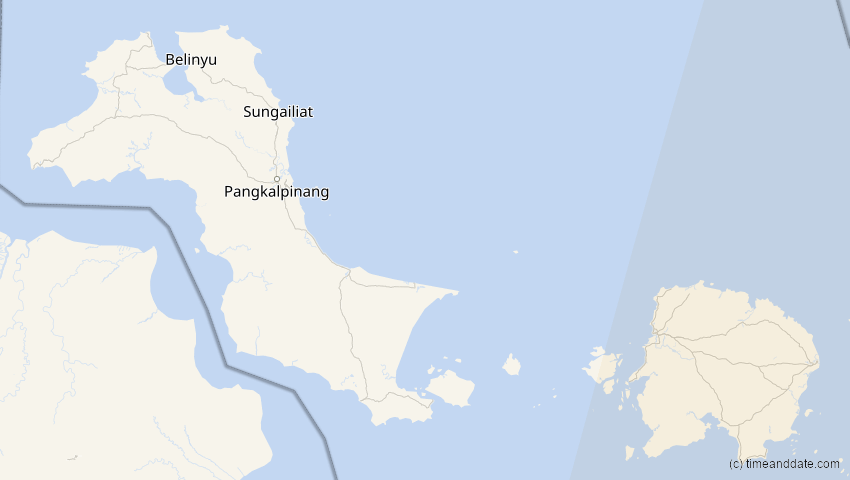 A map of Bangka-Belitung, Indonesien, showing the path of the 23. Sep 2052 Ringförmige Sonnenfinsternis