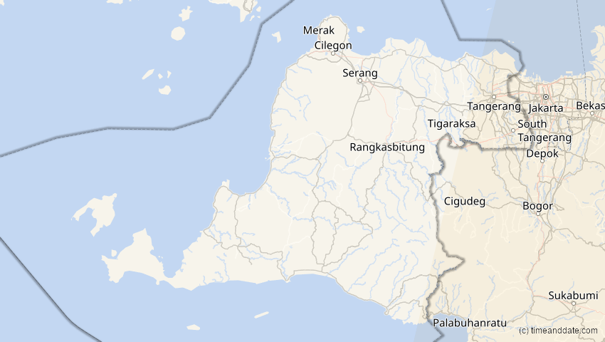 A map of Banten, Indonesien, showing the path of the 23. Sep 2052 Ringförmige Sonnenfinsternis
