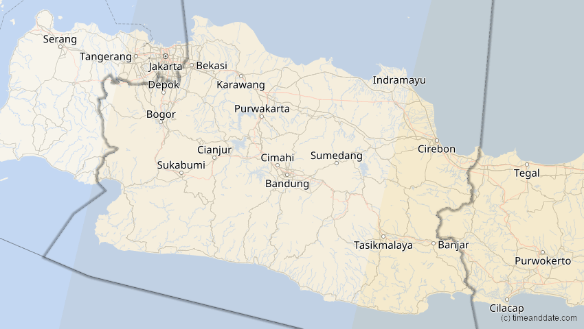 A map of Jawa Barat, Indonesien, showing the path of the 23. Sep 2052 Ringförmige Sonnenfinsternis