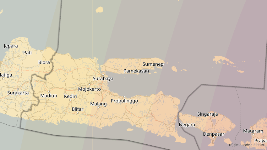 A map of Jawa Timur, Indonesien, showing the path of the 23. Sep 2052 Ringförmige Sonnenfinsternis