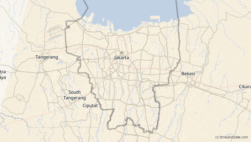 A map of Jakarta Hauptstadtdistrikt, Indonesien, showing the path of the 23. Sep 2052 Ringförmige Sonnenfinsternis