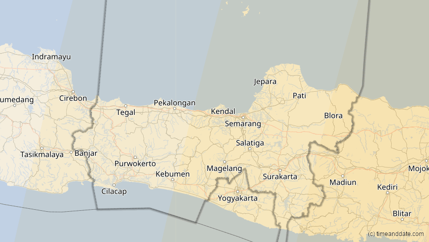 A map of Jawa Tengah, Indonesien, showing the path of the 23. Sep 2052 Ringförmige Sonnenfinsternis