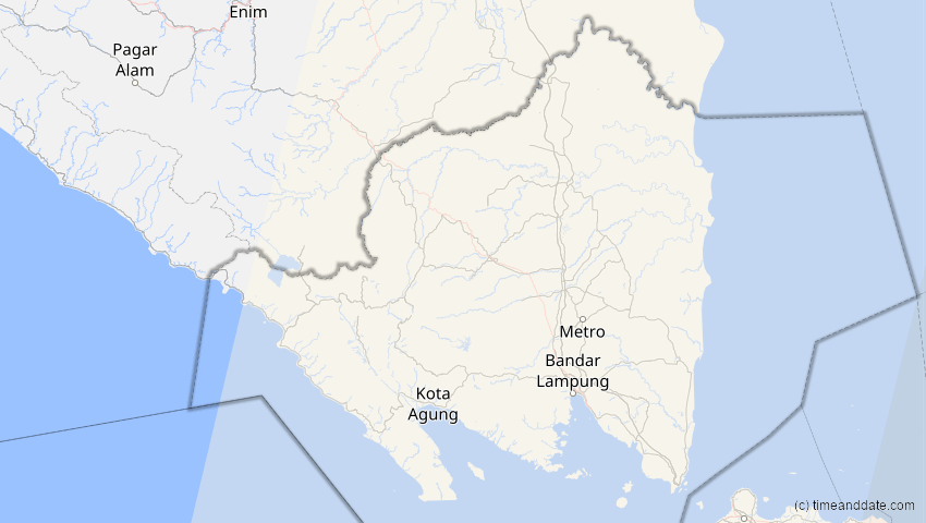 A map of Lampung, Indonesien, showing the path of the 23. Sep 2052 Ringförmige Sonnenfinsternis