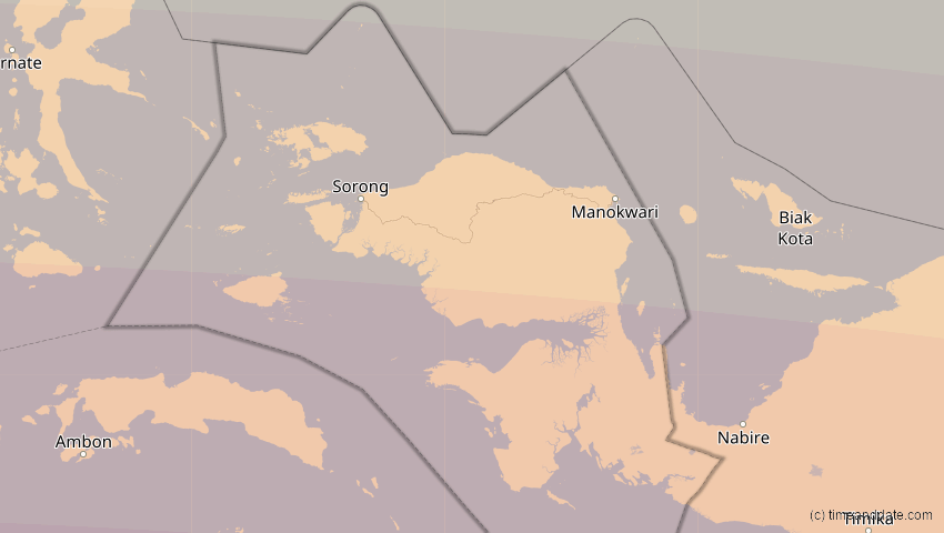 A map of Papua Barat, Indonesien, showing the path of the 23. Sep 2052 Ringförmige Sonnenfinsternis
