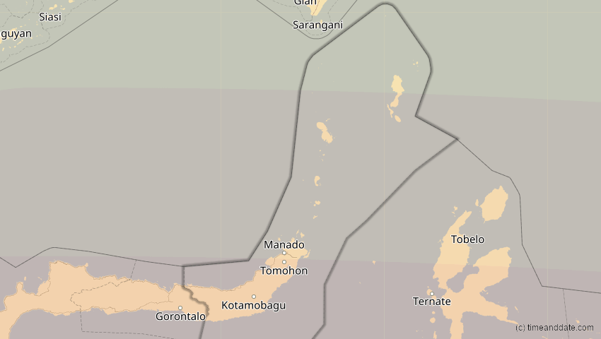 A map of Sulawesi Utara, Indonesien, showing the path of the 23. Sep 2052 Ringförmige Sonnenfinsternis