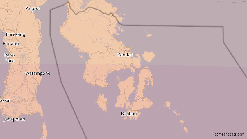 A map of Sulawesi Tenggara, Indonesien, showing the path of the 23. Sep 2052 Ringförmige Sonnenfinsternis