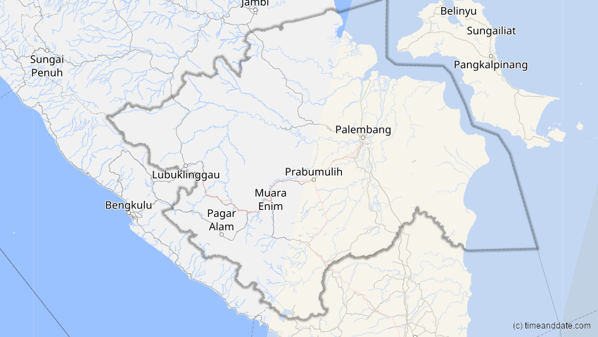 A map of Sumatera Selatan, Indonesien, showing the path of the 23. Sep 2052 Ringförmige Sonnenfinsternis