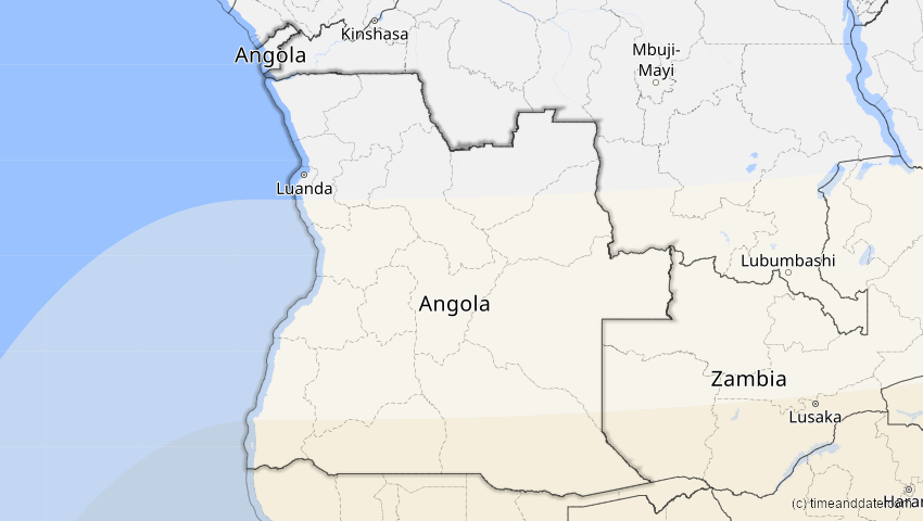 A map of Angola, showing the path of the 20. Mär 2053 Ringförmige Sonnenfinsternis