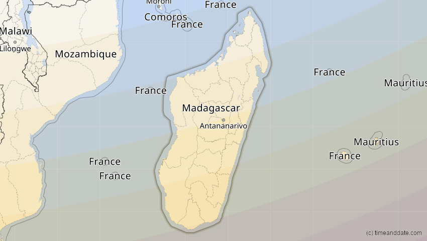 A map of Madagaskar, showing the path of the 20. Mär 2053 Ringförmige Sonnenfinsternis