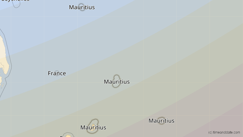 A map of Mauritius, showing the path of the 20. Mär 2053 Ringförmige Sonnenfinsternis