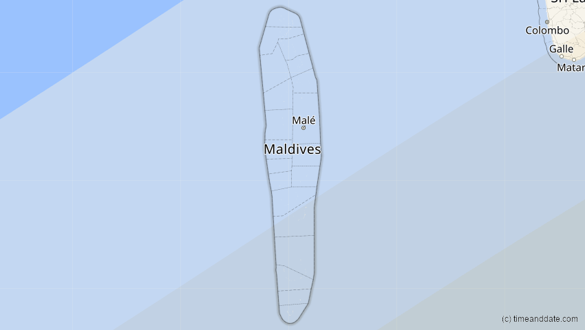 A map of Malediven, showing the path of the 20. Mär 2053 Ringförmige Sonnenfinsternis