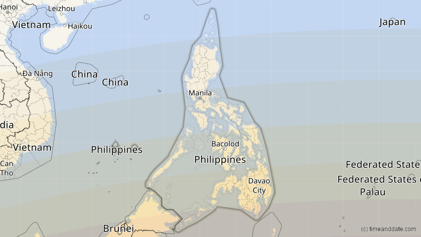 A map of Philippinen, showing the path of the 20. Mär 2053 Ringförmige Sonnenfinsternis