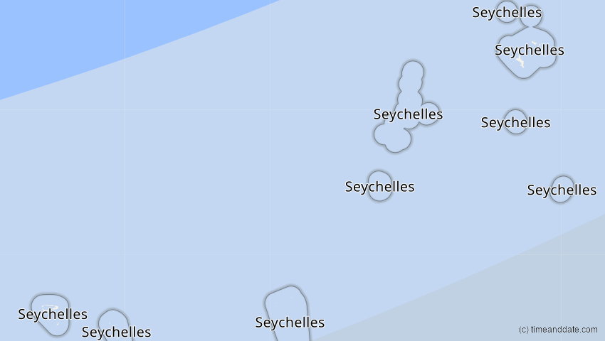 A map of Seychellen, showing the path of the 20. Mär 2053 Ringförmige Sonnenfinsternis