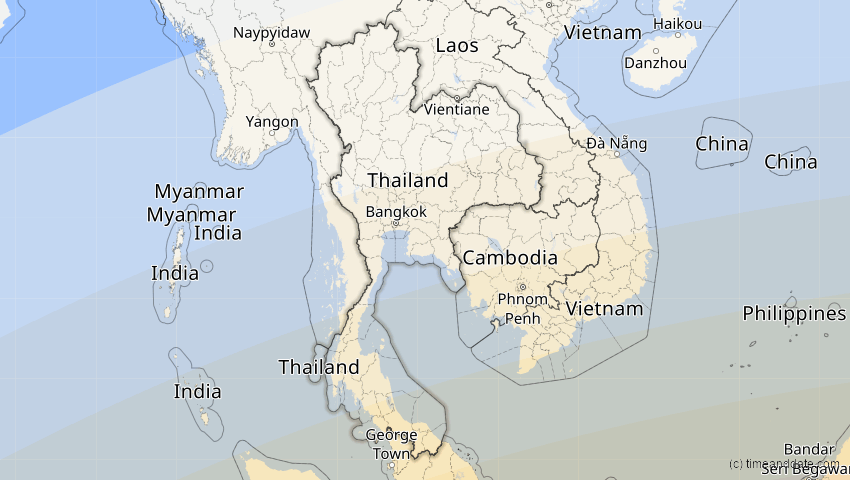 A map of Thailand, showing the path of the 20. Mär 2053 Ringförmige Sonnenfinsternis