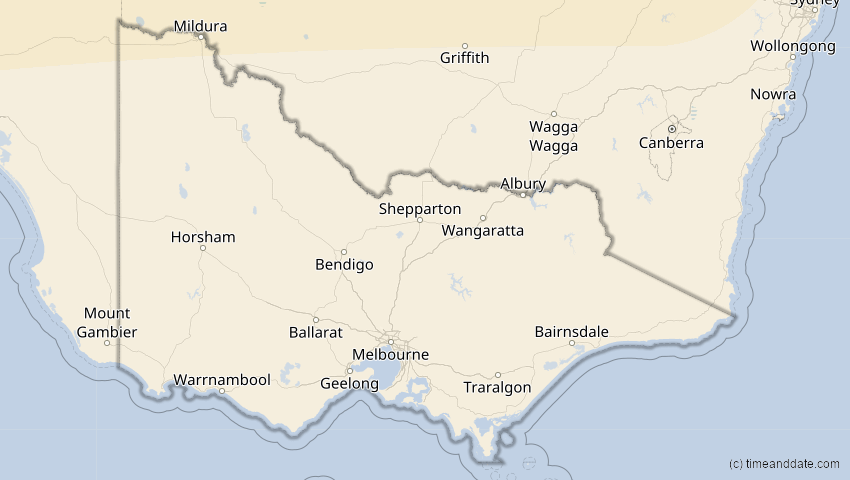 A map of Victoria, Australien, showing the path of the 20. Mär 2053 Ringförmige Sonnenfinsternis