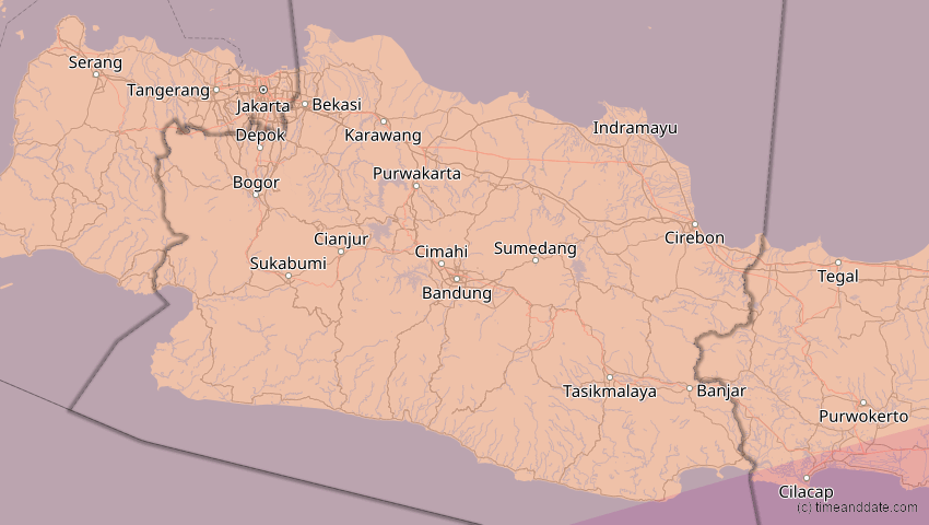 A map of Jawa Barat, Indonesien, showing the path of the 20. Mär 2053 Ringförmige Sonnenfinsternis