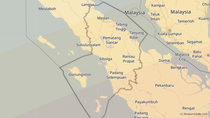 A map of Sumatera Utara, Indonesien, showing the path of the 20. Mär 2053 Ringförmige Sonnenfinsternis