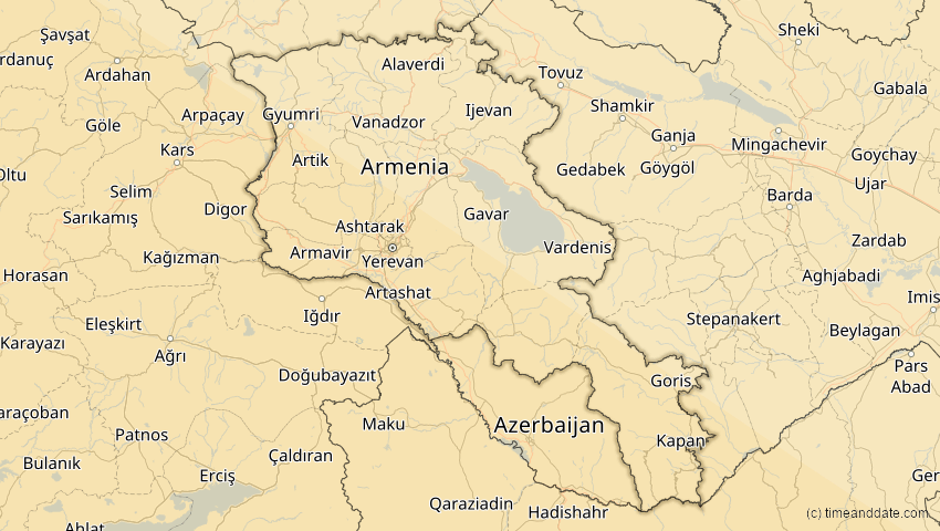 A map of Armenien, showing the path of the 12. Sep 2053 Totale Sonnenfinsternis
