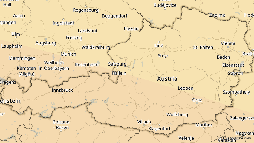 A map of Österreich, showing the path of the 12. Sep 2053 Totale Sonnenfinsternis