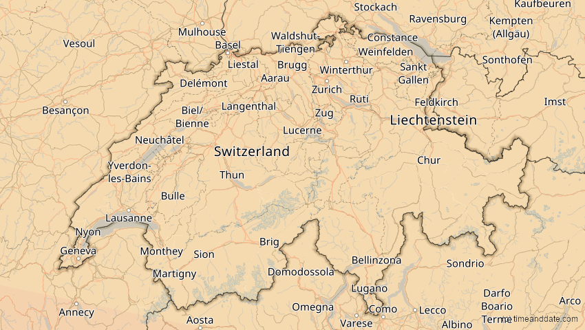 A map of Schweiz, showing the path of the 12. Sep 2053 Totale Sonnenfinsternis